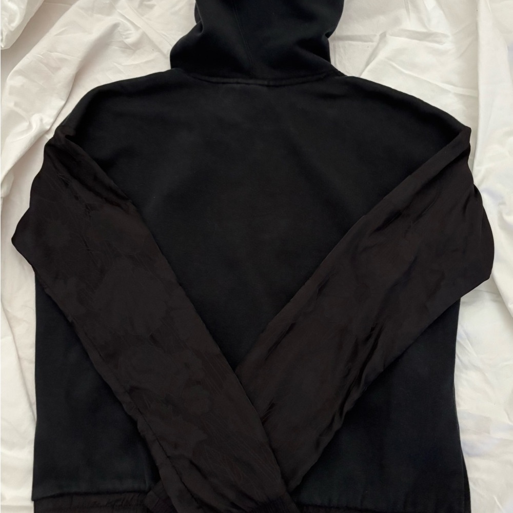 adidas Originals Women’s Black Hoodie with unique sleeves - subtle floral patter - Picture 2 of 4